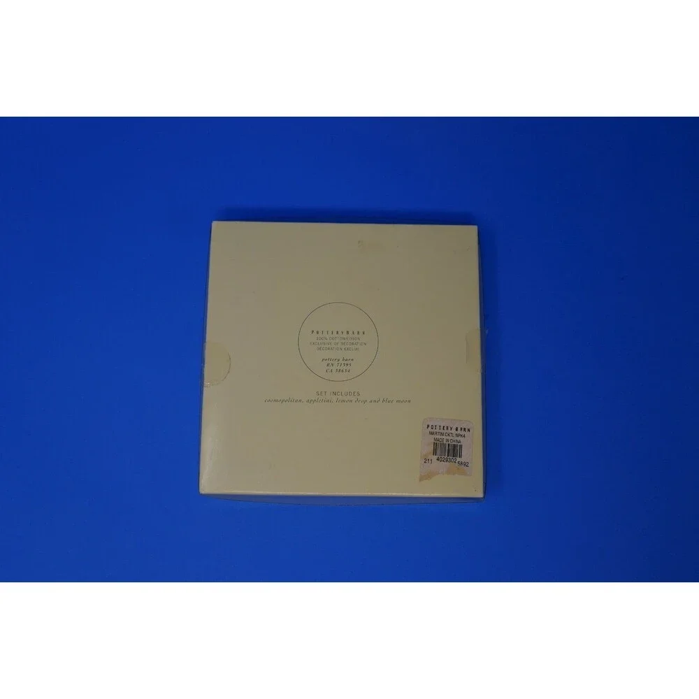 Pottery Barn Embroidered Martini Cocktail Napkins Set of 4